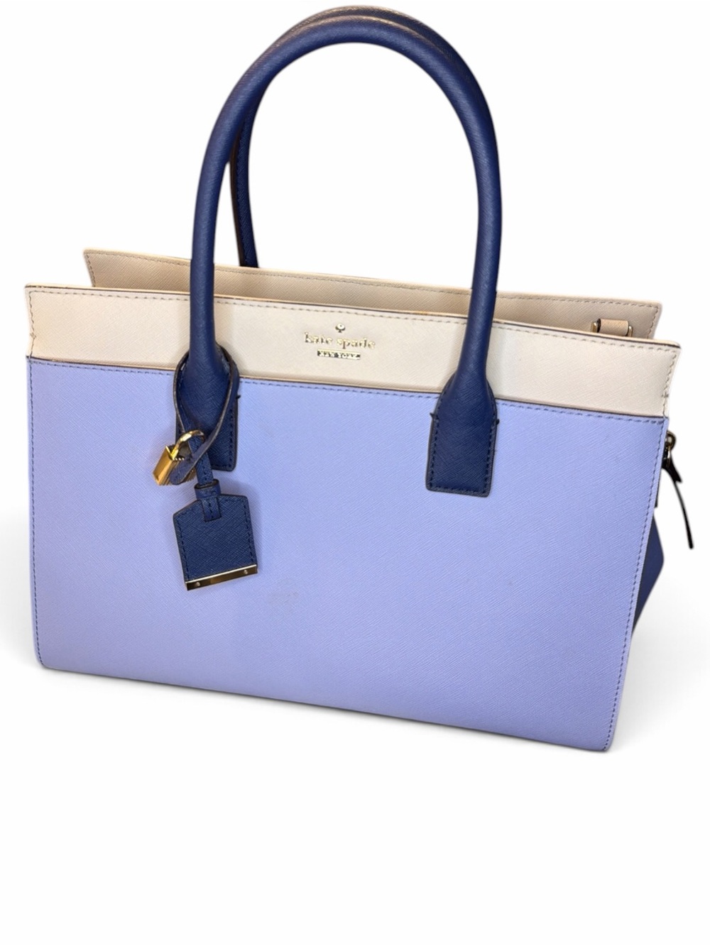 kate spade Lavender, Cream & Navy Saffiano Leather Satchel